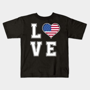 love usa funny fourth of july gift cool Kids T-Shirt